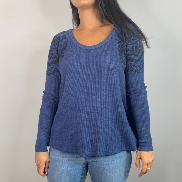 We The Free Blue Flowy Thermal Sweater - Picture 6 of 8